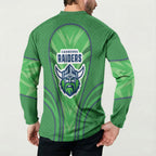 Canberra Raiders Rugby Mascot Button Sweatshirt Australian Rugby Culture - Tribal Inspired Viking Warrior