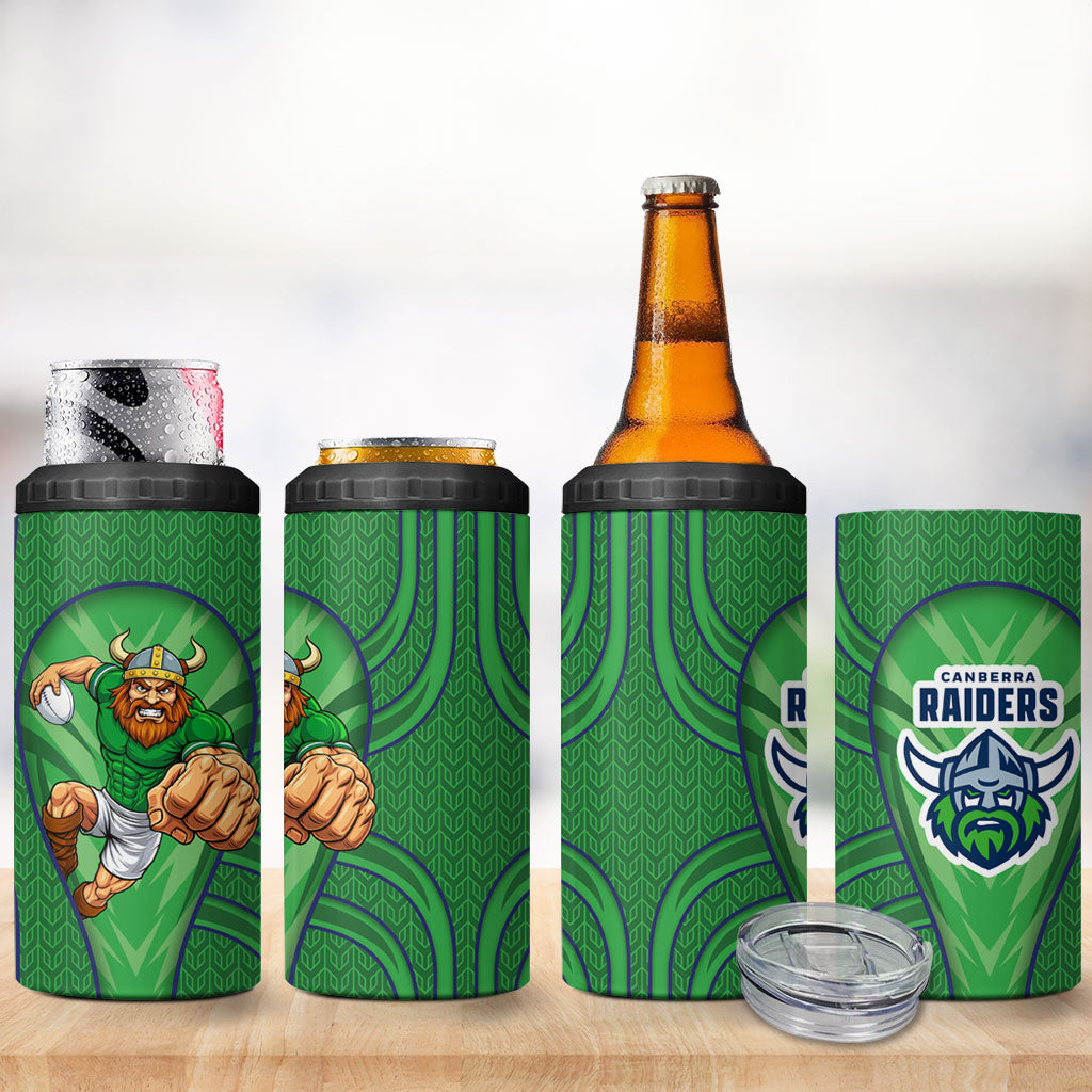 Canberra Raiders Rugby Mascot 4 in 1 Can Cooler Tumbler Australian Rugby Culture - Tribal Inspired Viking Warrior