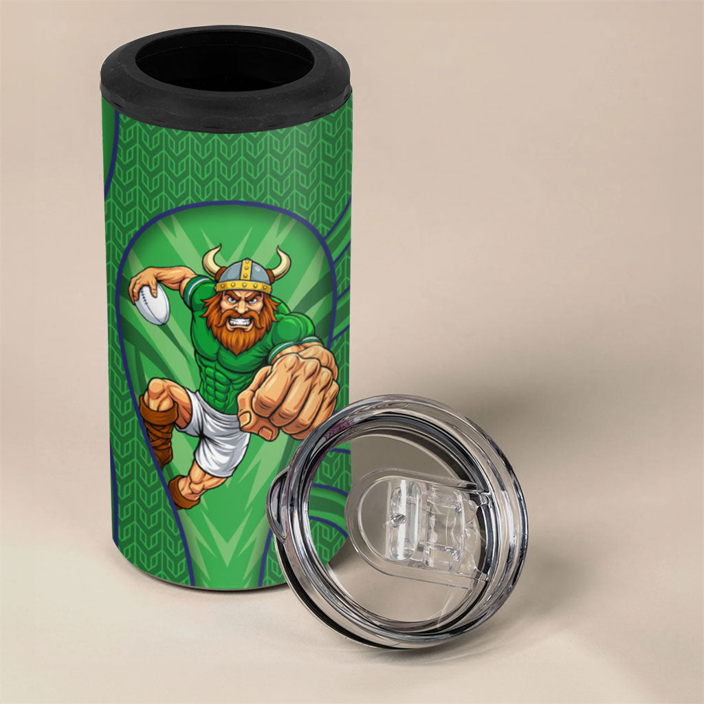 Canberra Raiders Rugby Mascot 4 in 1 Can Cooler Tumbler Australian Rugby Culture - Tribal Inspired Viking Warrior