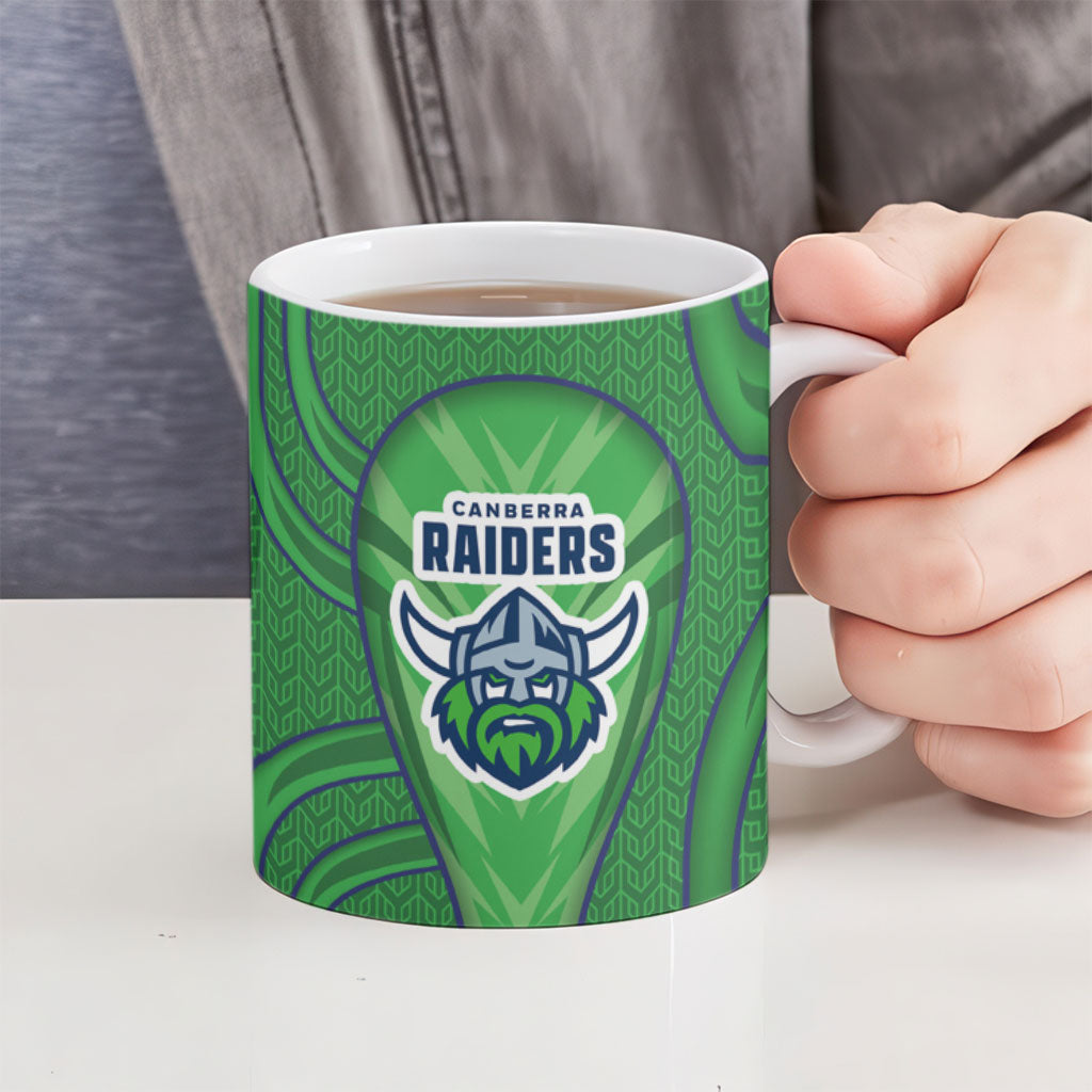 Canberra Raiders Rugby Mascot Ceramic Mug Australian Rugby Culture - Tribal Inspired Viking Warrior