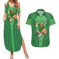 Canberra Raiders Rugby Mascot Couples Matching Summer Maxi Dress and Hawaiian Shirt Australian Rugby Culture - Tribal Inspired Viking Warrior