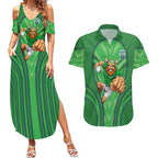 Canberra Raiders Rugby Mascot Couples Matching Summer Maxi Dress and Hawaiian Shirt Australian Rugby Culture - Tribal Inspired Viking Warrior