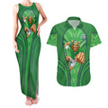 Canberra Raiders Rugby Mascot Couples Matching Tank Maxi Dress and Hawaiian Shirt Australian Rugby Culture - Tribal Inspired Viking Warrior