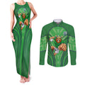 Canberra Raiders Rugby Mascot Couples Matching Tank Maxi Dress and Long Sleeve Button Shirt Australian Rugby Culture - Tribal Inspired Viking Warrior