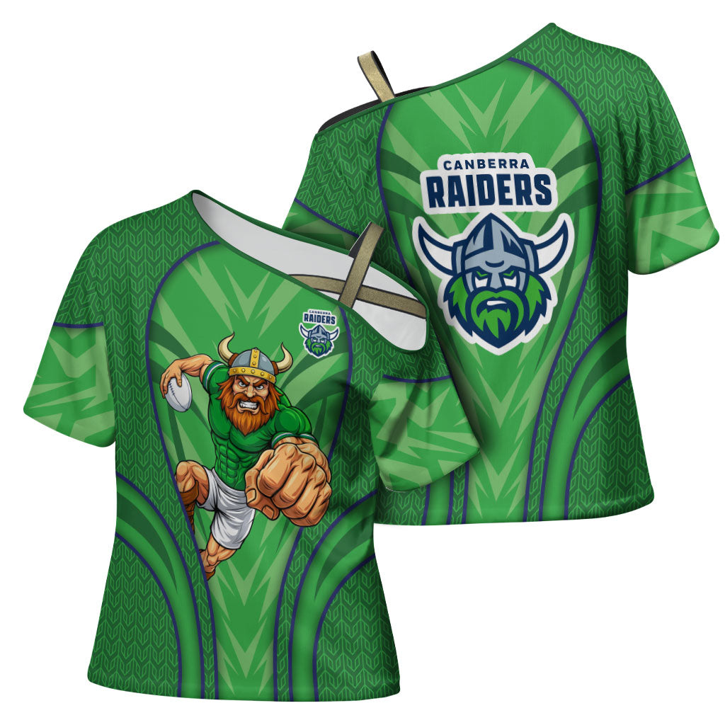 Canberra Raiders Rugby Mascot Cross Shoulder Shirt Australian Rugby Culture - Tribal Inspired Viking Warrior