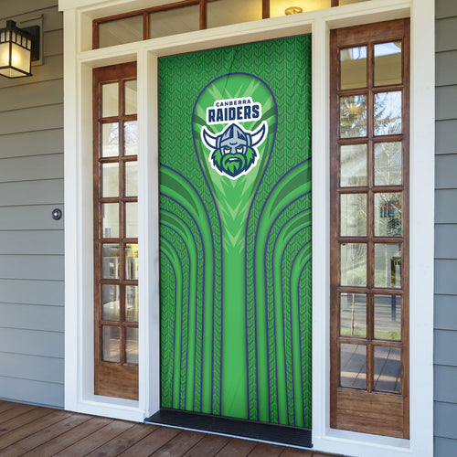 Canberra Raiders Rugby Mascot Door Cover Australian Rugby Culture - Tribal Inspired Viking Warrior
