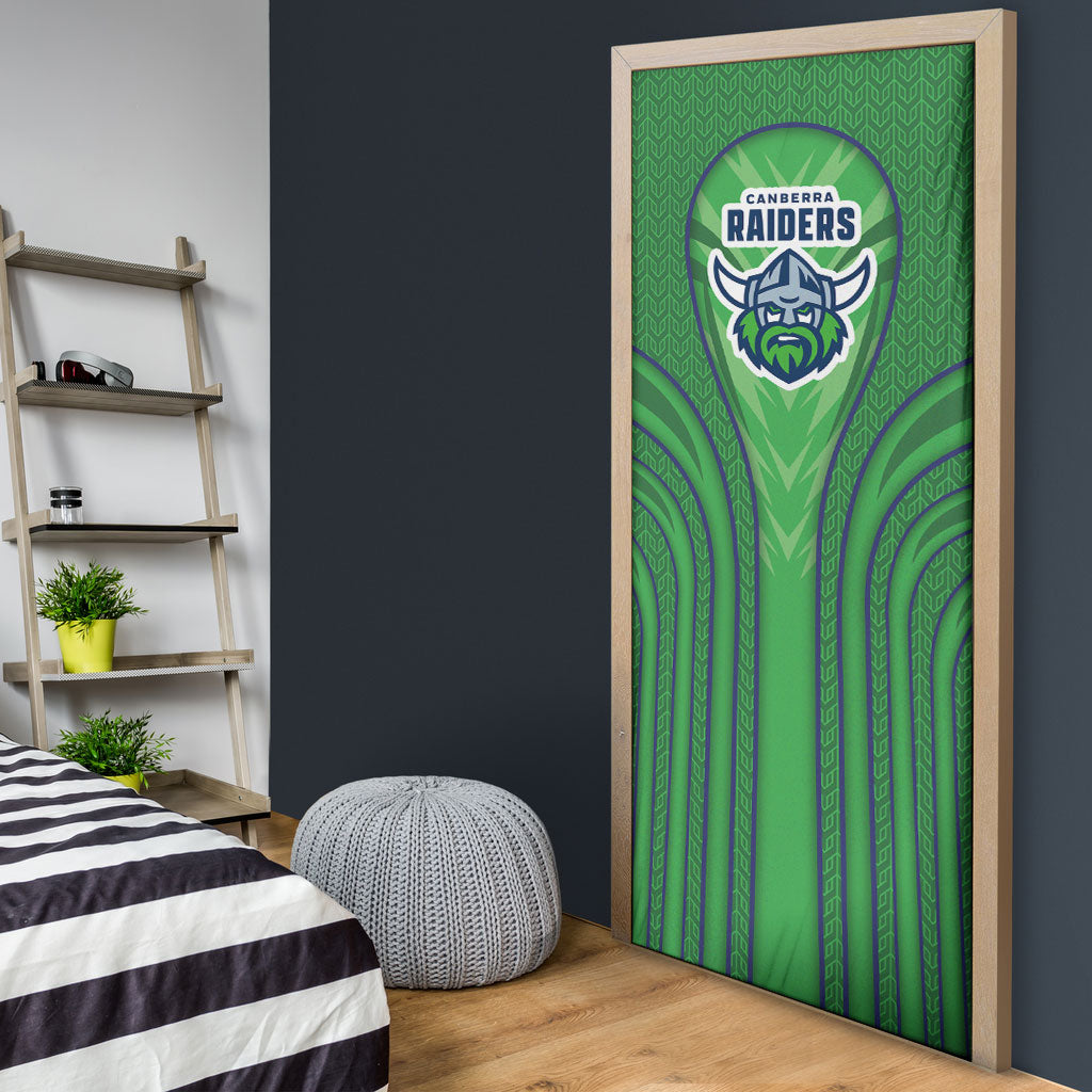 Canberra Raiders Rugby Mascot Door Cover Australian Rugby Culture - Tribal Inspired Viking Warrior