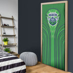 Canberra Raiders Rugby Mascot Door Cover Australian Rugby Culture - Tribal Inspired Viking Warrior
