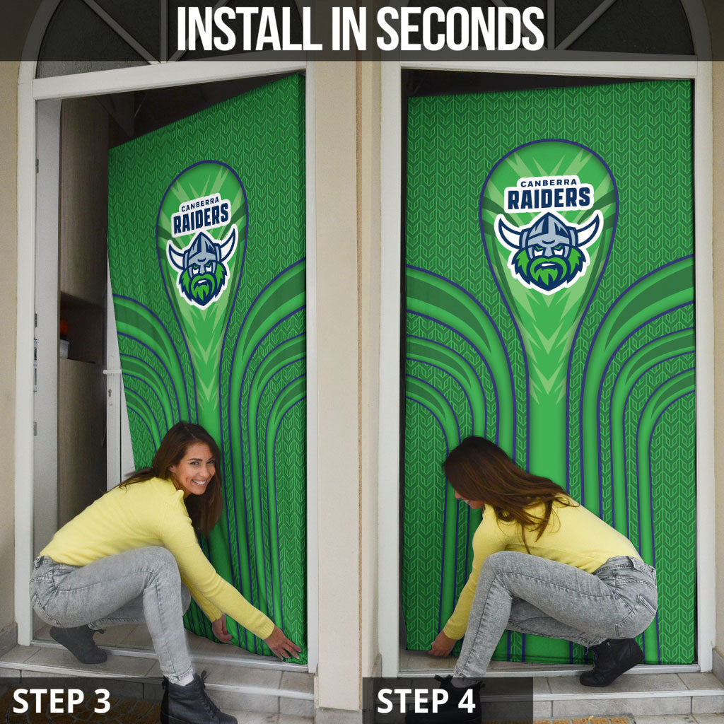 Canberra Raiders Rugby Mascot Door Cover Australian Rugby Culture - Tribal Inspired Viking Warrior