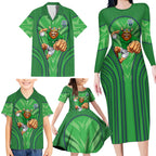 Canberra Raiders Rugby Mascot Family Matching Long Sleeve Bodycon Dress and Hawaiian Shirt Australian Rugby Culture - Tribal Inspired Viking Warrior