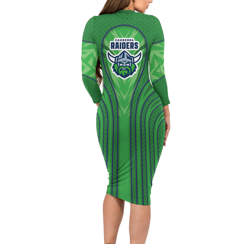 Canberra Raiders Rugby Mascot Family Matching Long Sleeve Bodycon Dress and Hawaiian Shirt Australian Rugby Culture - Tribal Inspired Viking Warrior