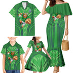 Canberra Raiders Rugby Mascot Family Matching Mermaid Dress and Hawaiian Shirt Australian Rugby Culture - Tribal Inspired Viking Warrior