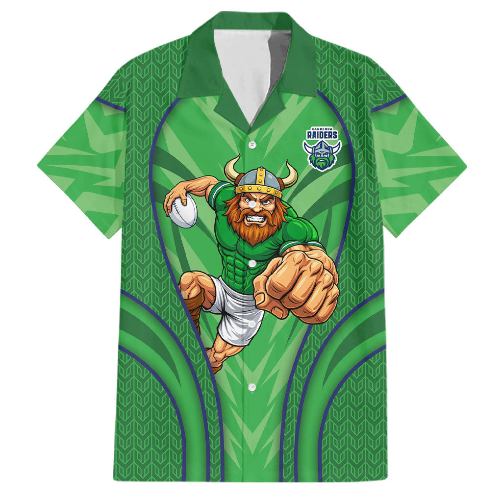 Canberra Raiders Rugby Mascot Family Matching Off Shoulder Maxi Dress and Hawaiian Shirt Australian Rugby Culture - Tribal Inspired Viking Warrior