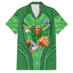 Canberra Raiders Rugby Mascot Family Matching Off Shoulder Short Dress and Hawaiian Shirt Australian Rugby Culture - Tribal Inspired Viking Warrior