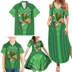 Canberra Raiders Rugby Mascot Family Matching Summer Maxi Dress and Hawaiian Shirt Australian Rugby Culture - Tribal Inspired Viking Warrior