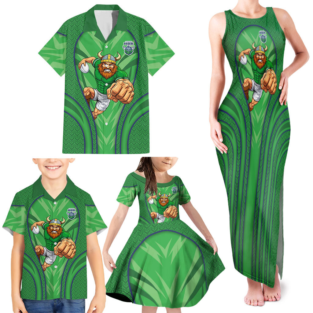 Canberra Raiders Rugby Mascot Family Matching Tank Maxi Dress and Hawaiian Shirt Australian Rugby Culture - Tribal Inspired Viking Warrior