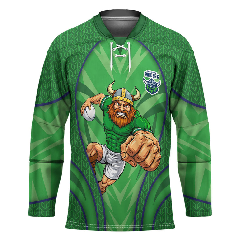 Canberra Raiders Rugby Mascot Hockey Jersey Australian Rugby Culture - Tribal Inspired Viking Warrior