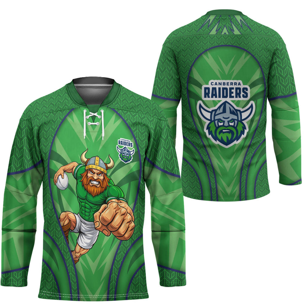 Canberra Raiders Rugby Mascot Hockey Jersey Australian Rugby Culture - Tribal Inspired Viking Warrior