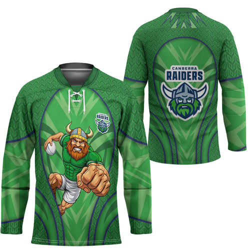Canberra Raiders Rugby Mascot Hockey Jersey Australian Rugby Culture - Tribal Inspired Viking Warrior