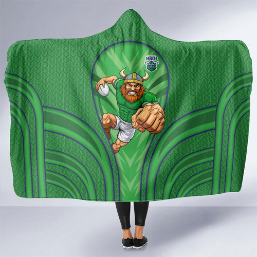 Canberra Raiders Rugby Mascot Hooded Blanket Australian Rugby Culture - Tribal Inspired Viking Warrior