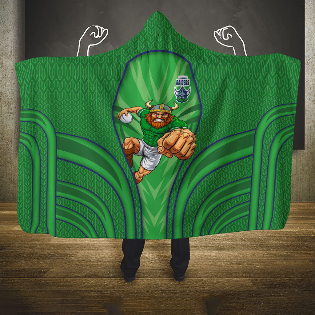 Canberra Raiders Rugby Mascot Hooded Blanket Australian Rugby Culture - Tribal Inspired Viking Warrior