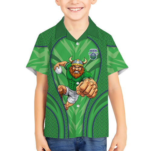 Canberra Raiders Rugby Mascot Kid Hawaiian Shirt Australian Rugby Culture - Tribal Inspired Viking Warrior