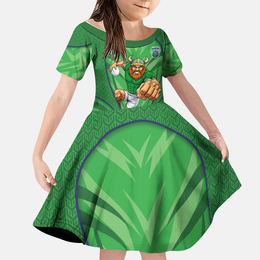 Canberra Raiders Rugby Mascot Kid Short Sleeve Dress Australian Rugby Culture - Tribal Inspired Viking Warrior