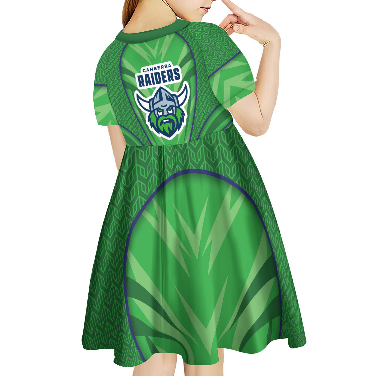 Canberra Raiders Rugby Mascot Kid Short Sleeve Dress Australian Rugby Culture - Tribal Inspired Viking Warrior