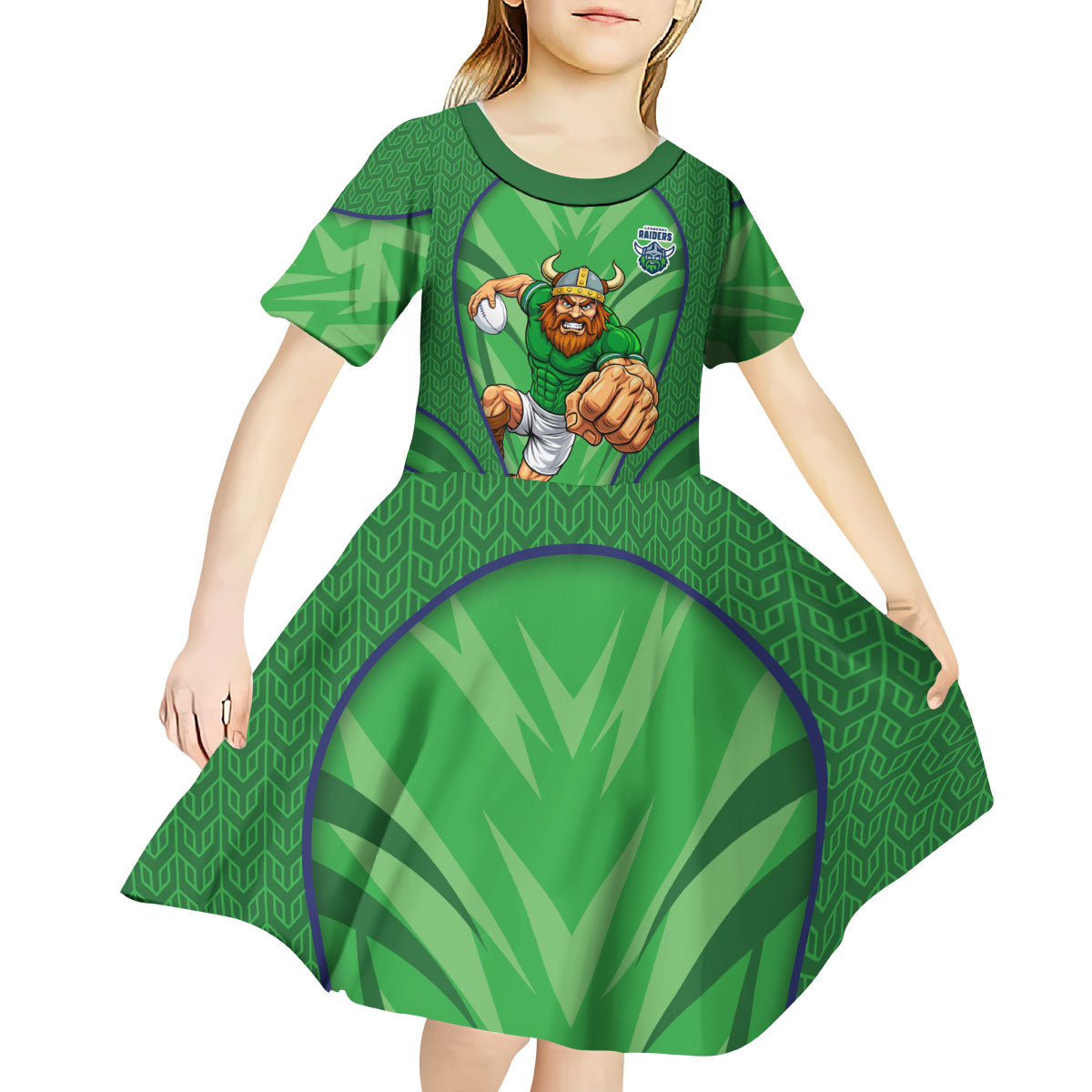Canberra Raiders Rugby Mascot Kid Short Sleeve Dress Australian Rugby Culture - Tribal Inspired Viking Warrior