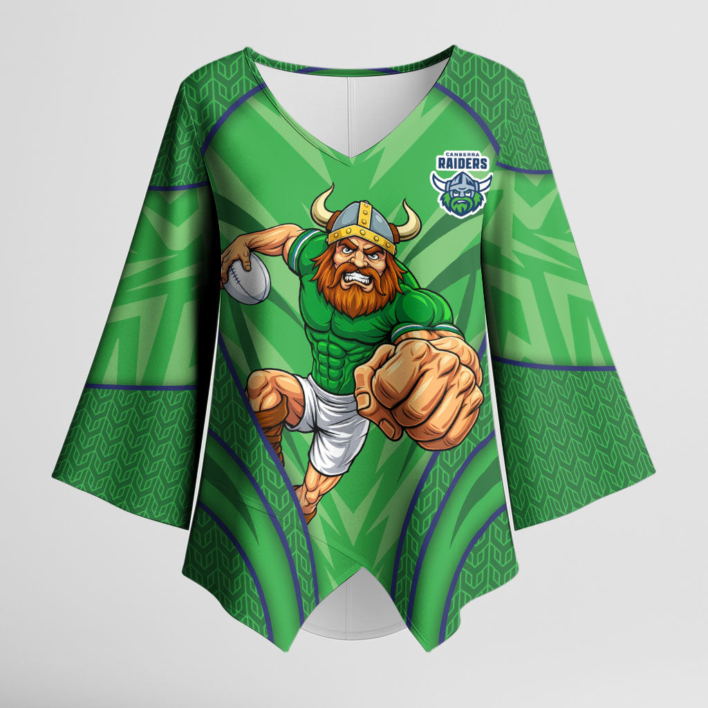 Canberra Raiders Rugby Mascot Kimono Sleeve Blouse Australian Rugby Culture - Tribal Inspired Viking Warrior