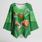 Canberra Raiders Rugby Mascot Kimono Sleeve Blouse Australian Rugby Culture - Tribal Inspired Viking Warrior