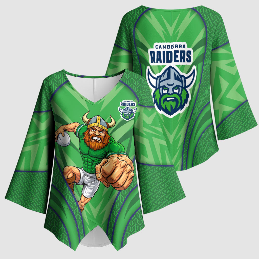 Canberra Raiders Rugby Mascot Kimono Sleeve Blouse Australian Rugby Culture - Tribal Inspired Viking Warrior