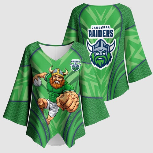 Canberra Raiders Rugby Mascot Kimono Sleeve Blouse Australian Rugby Culture - Tribal Inspired Viking Warrior