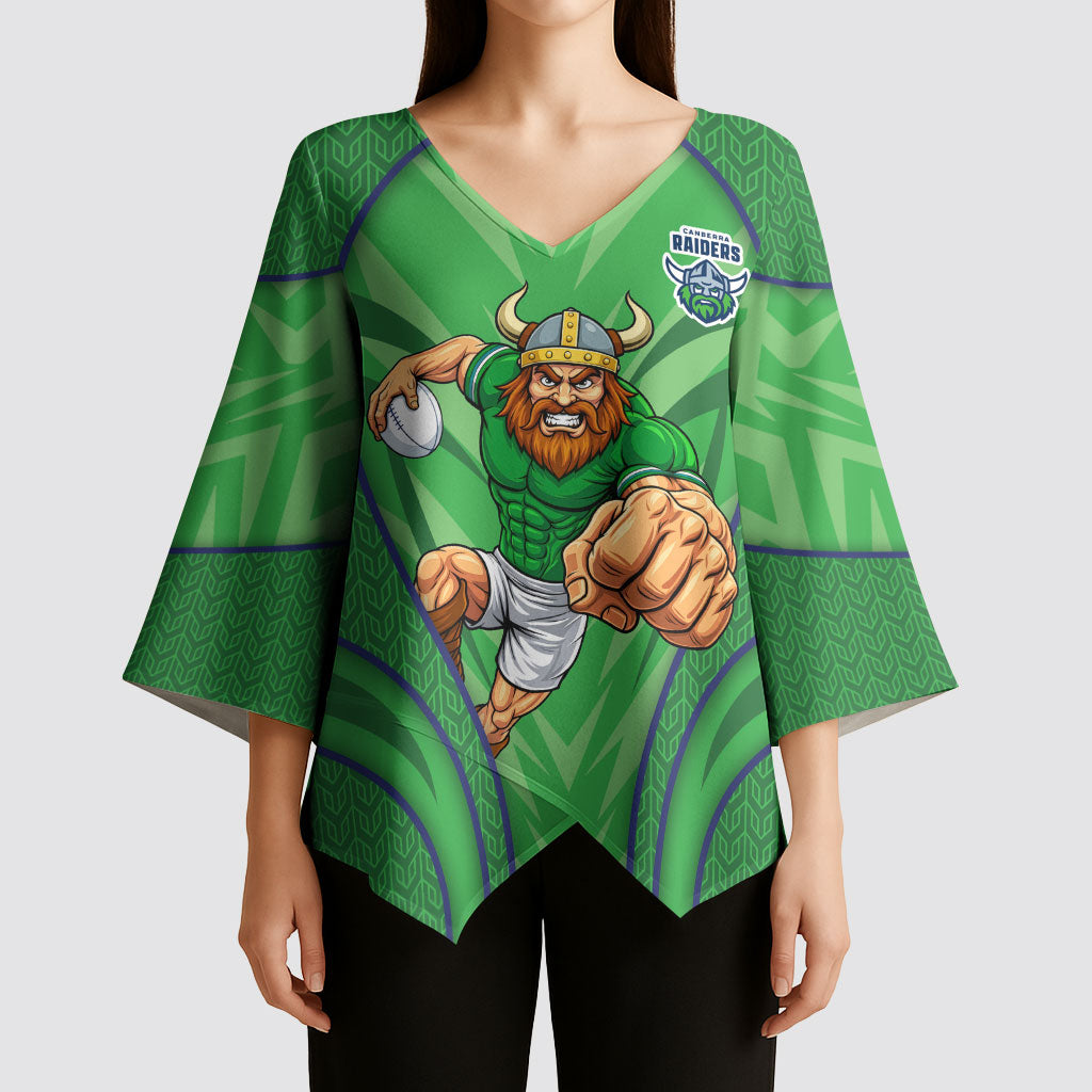 Canberra Raiders Rugby Mascot Kimono Sleeve Blouse Australian Rugby Culture - Tribal Inspired Viking Warrior