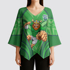 Canberra Raiders Rugby Mascot Kimono Sleeve Blouse Australian Rugby Culture - Tribal Inspired Viking Warrior