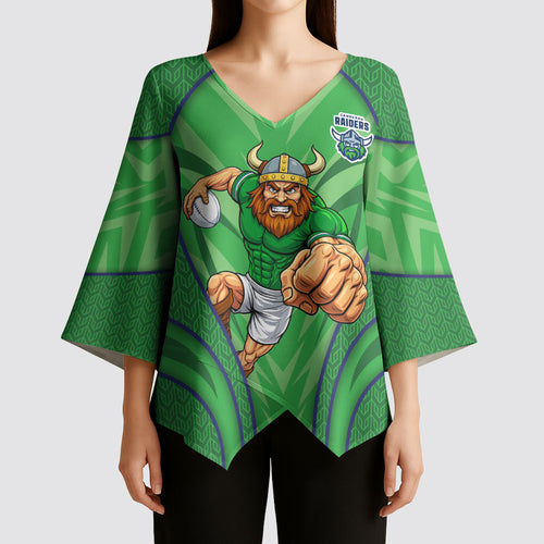 Canberra Raiders Rugby Mascot Kimono Sleeve Blouse Australian Rugby Culture - Tribal Inspired Viking Warrior