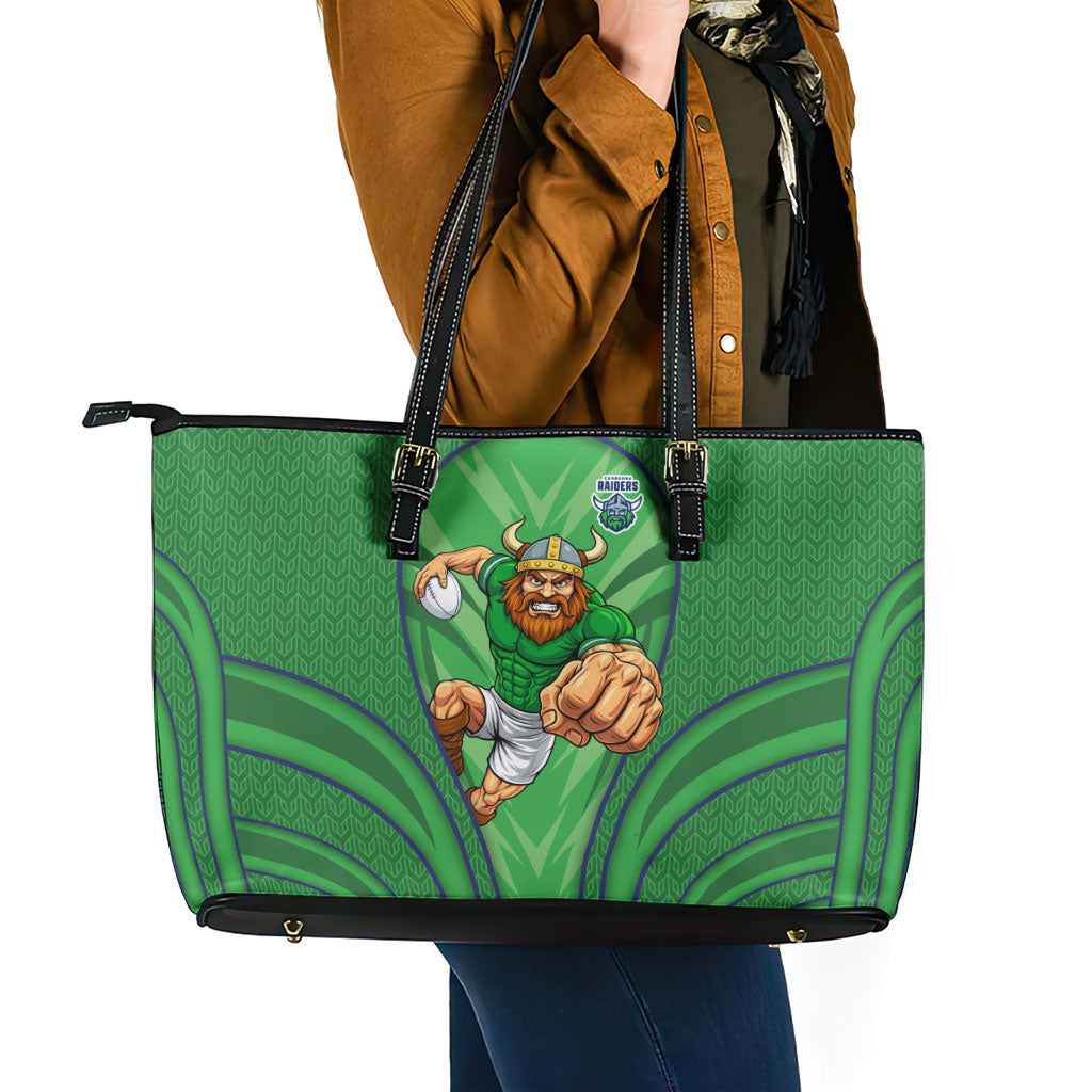 Canberra Raiders Rugby Mascot Leather Tote Bag Australian Rugby Culture - Tribal Inspired Viking Warrior