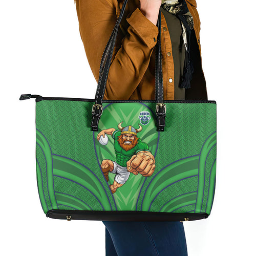 Canberra Raiders Rugby Mascot Leather Tote Bag Australian Rugby Culture - Tribal Inspired Viking Warrior