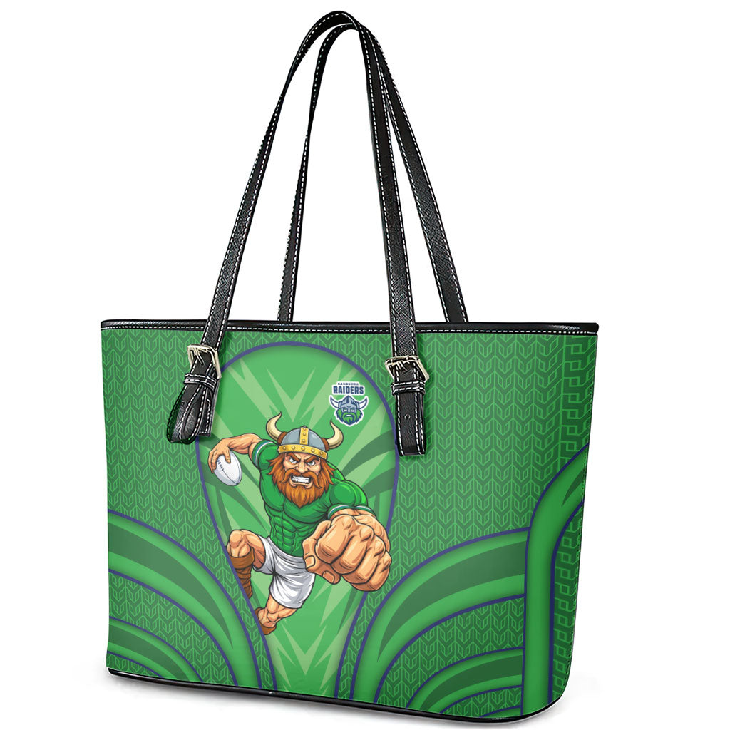 Canberra Raiders Rugby Mascot Leather Tote Bag Australian Rugby Culture - Tribal Inspired Viking Warrior