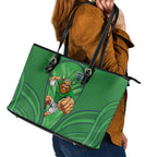 Canberra Raiders Rugby Mascot Leather Tote Bag Australian Rugby Culture - Tribal Inspired Viking Warrior