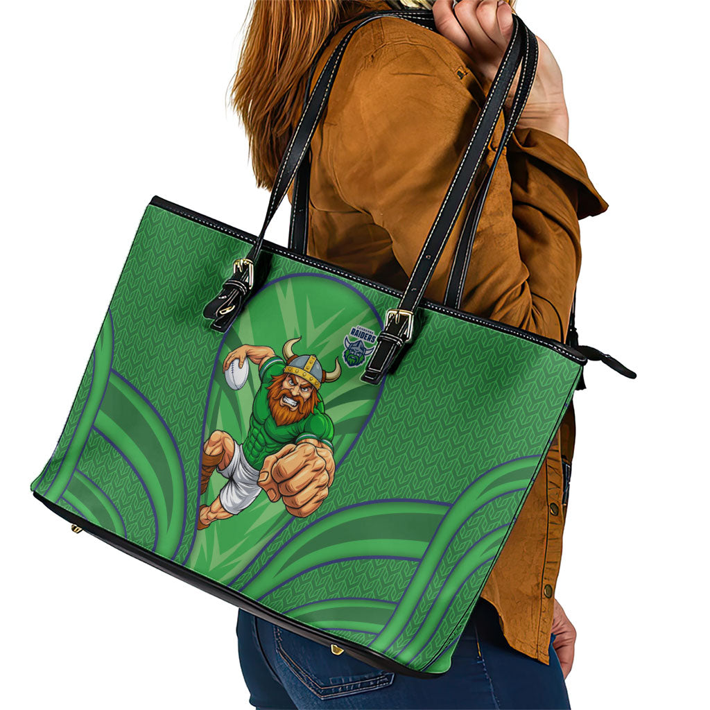 Canberra Raiders Rugby Mascot Leather Tote Bag Australian Rugby Culture - Tribal Inspired Viking Warrior