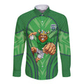 Canberra Raiders Rugby Mascot Long Sleeve Button Shirt Australian Rugby Culture - Tribal Inspired Viking Warrior