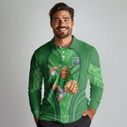Canberra Raiders Rugby Mascot Long Sleeve Polo Shirt Australian Rugby Culture - Tribal Inspired Viking Warrior