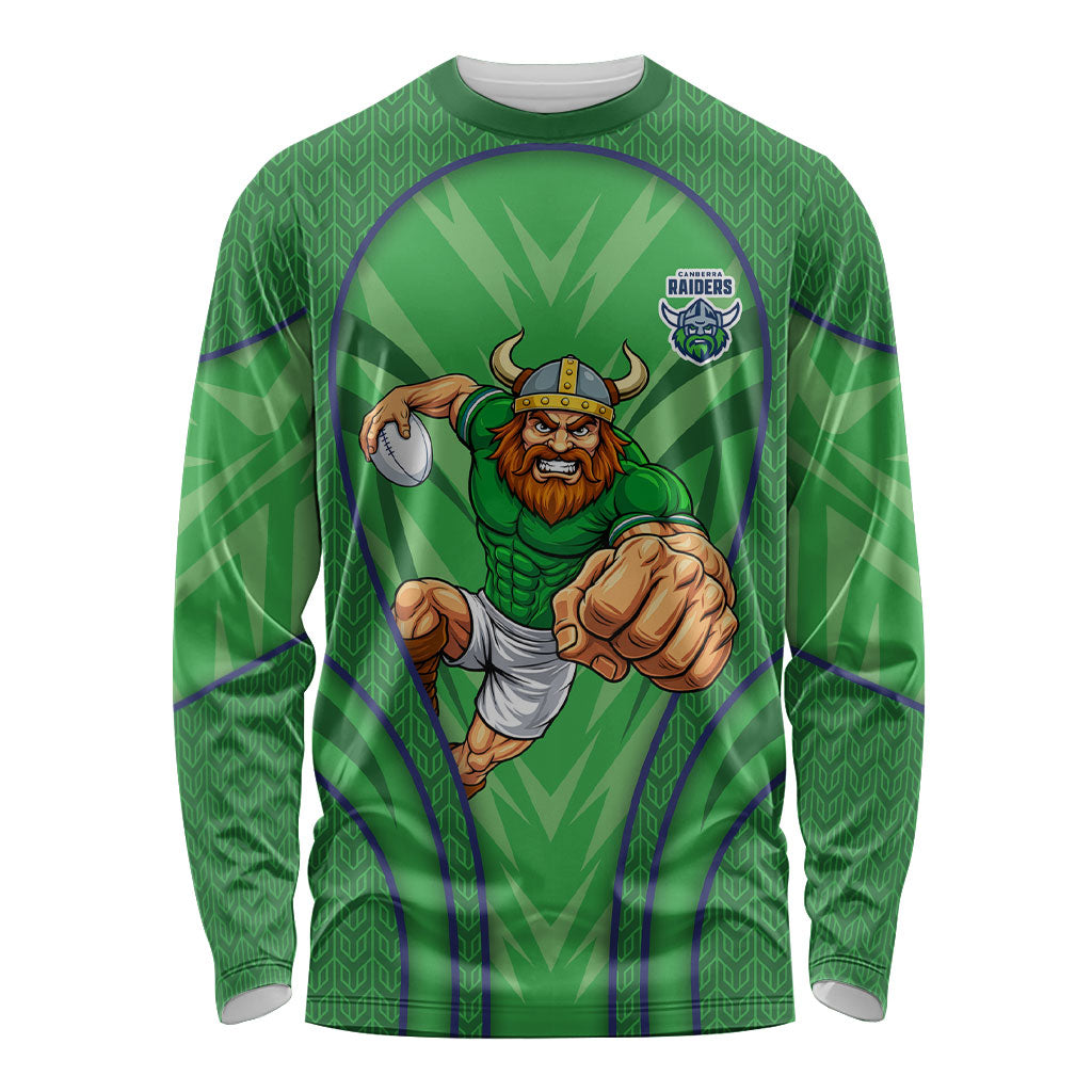Canberra Raiders Rugby Mascot Long Sleeve Shirt Australian Rugby Culture - Tribal Inspired Viking Warrior