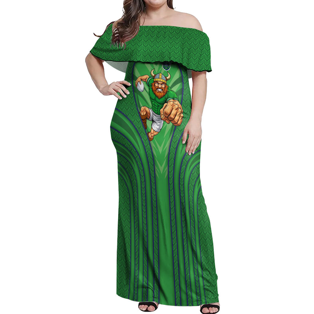 Canberra Raiders Rugby Mascot Off Shoulder Maxi Dress Australian Rugby Culture - Tribal Inspired Viking Warrior