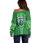 Canberra Raiders Rugby Mascot Off Shoulder Sweater Australian Rugby Culture - Tribal Inspired Viking Warrior
