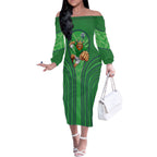 Canberra Raiders Rugby Mascot Off The Shoulder Long Sleeve Dress Australian Rugby Culture - Tribal Inspired Viking Warrior