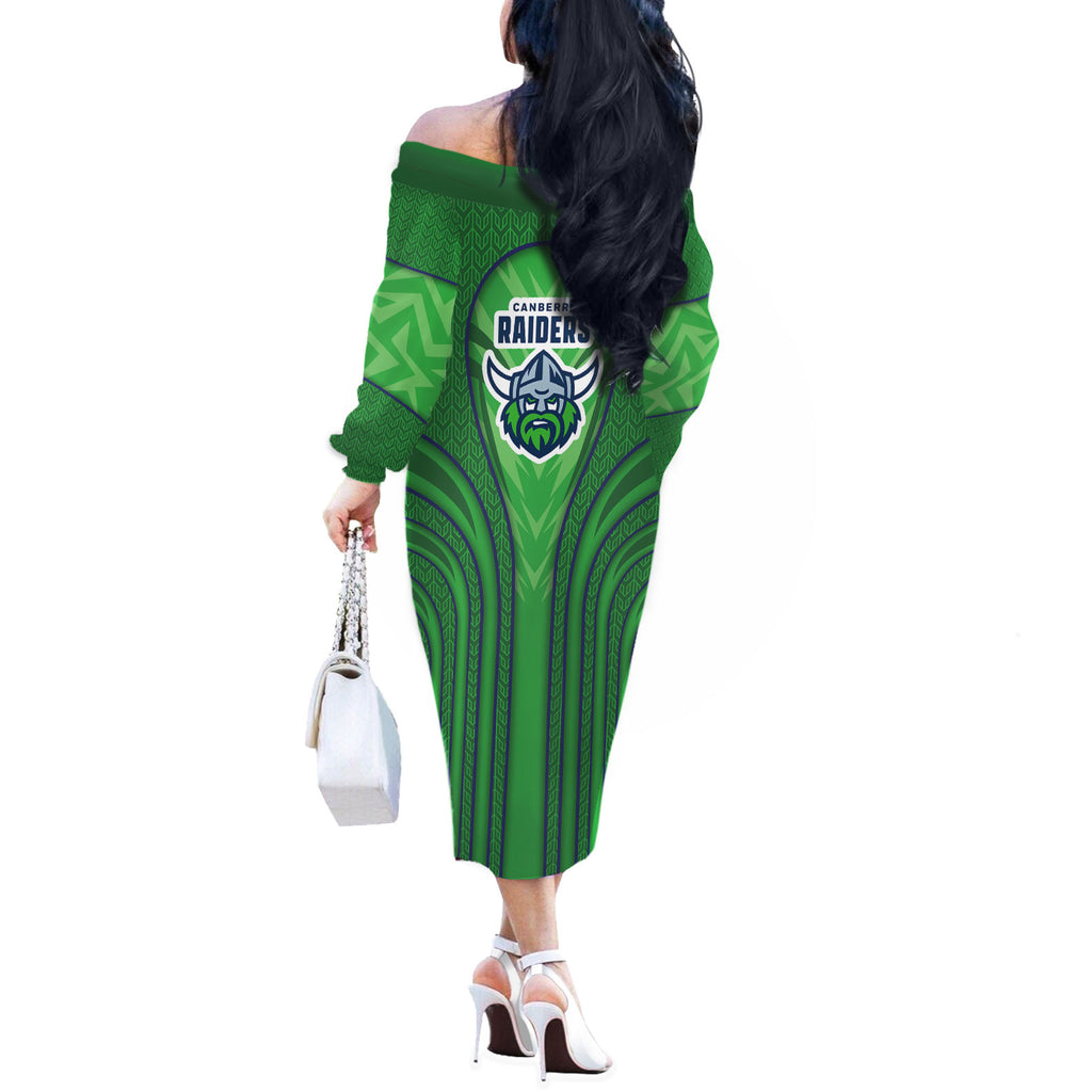 Canberra Raiders Rugby Mascot Off The Shoulder Long Sleeve Dress Australian Rugby Culture - Tribal Inspired Viking Warrior