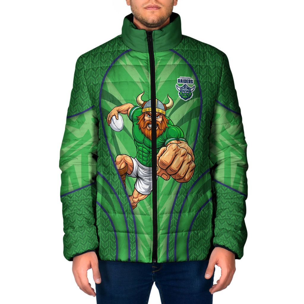 Canberra Raiders Rugby Mascot Padded Jacket Australian Rugby Culture - Tribal Inspired Viking Warrior