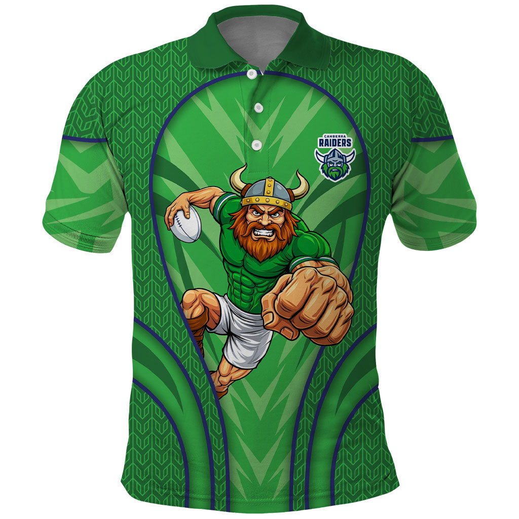 Canberra Raiders Rugby Mascot Polo Shirt Australian Rugby Culture - Tribal Inspired Viking Warrior